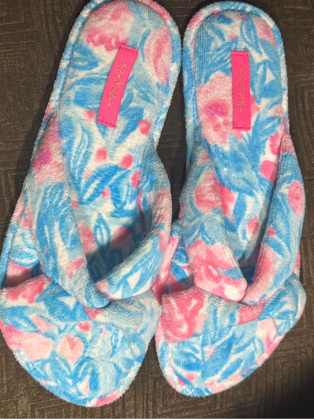 Lilly Pulitzer slippers blue bondi me peony size 9/10